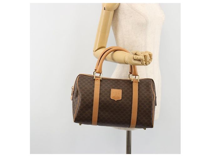 Céline CELINE Macadam Canvas Handtasche PVC Leder Braun Gold - Ansicht 23