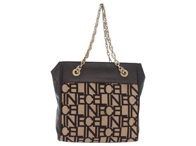 Céline CELINE Chain Shoulder Bag Knitted Fabrics Beige Gold - vista 13