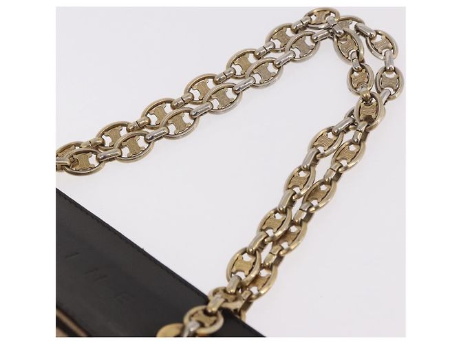 Céline CELINE Chain Shoulder Bag Knitted Fabrics Beige Gold - vista 14