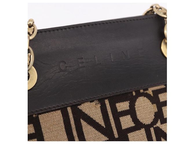 Céline CELINE Chain Shoulder Bag Knitted Fabrics Beige Gold - vista 18