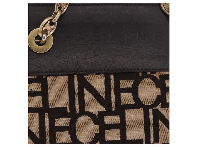 Céline CELINE Chain Shoulder Bag Knitted Fabrics Beige Gold - vista 2