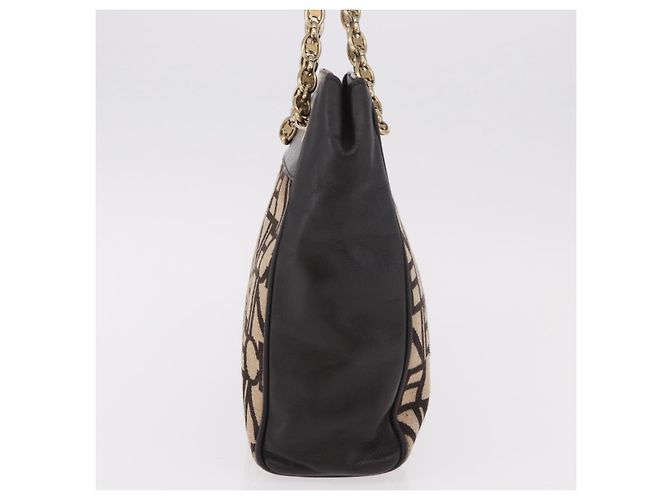 Céline CELINE Chain Shoulder Bag Knitted Fabrics Beige Gold - vista 5