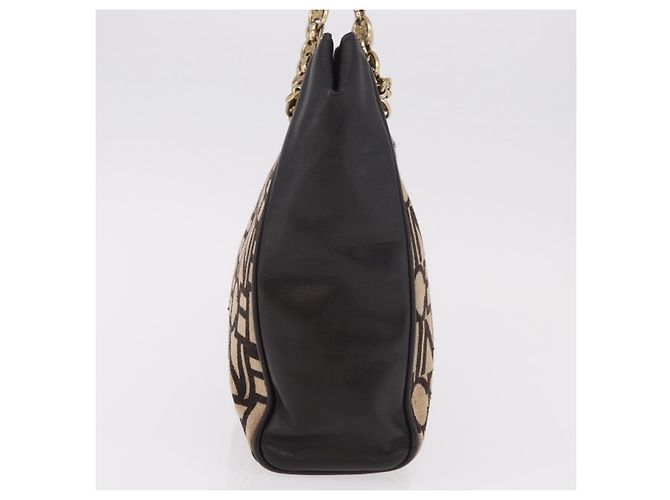 Céline CELINE Chain Shoulder Bag Knitted Fabrics Beige Gold - vista 6