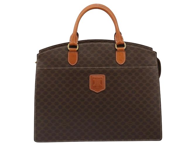 Céline CELINE Macadam Canvas Hand Bag PVC Leather Brown Gold - view 13