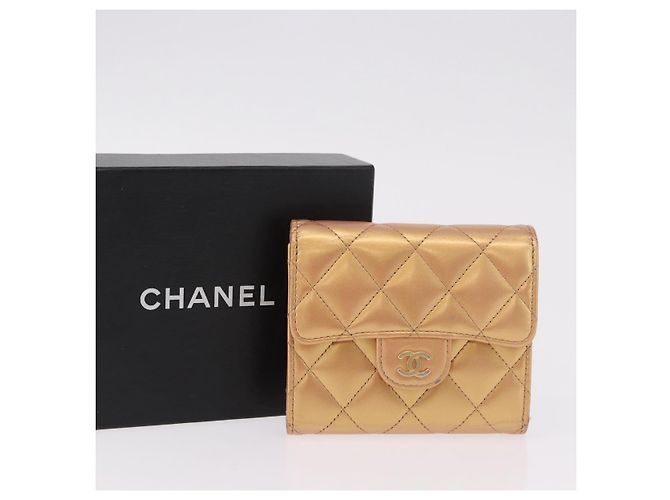 CHANEL Matelasse Compact Wallet Lamb Skin Gold CC - vista 12