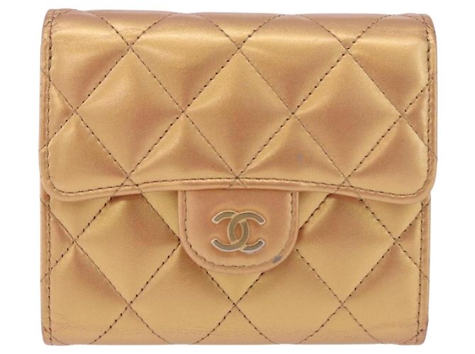CHANEL Matelasse Compact Wallet Lamb Skin Gold CC - vista 13