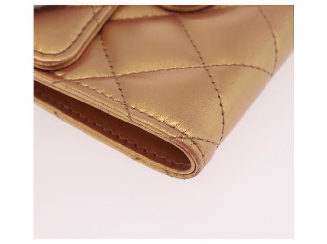 CHANEL Matelasse Compact Wallet Lamb Skin Gold CC - vista 14