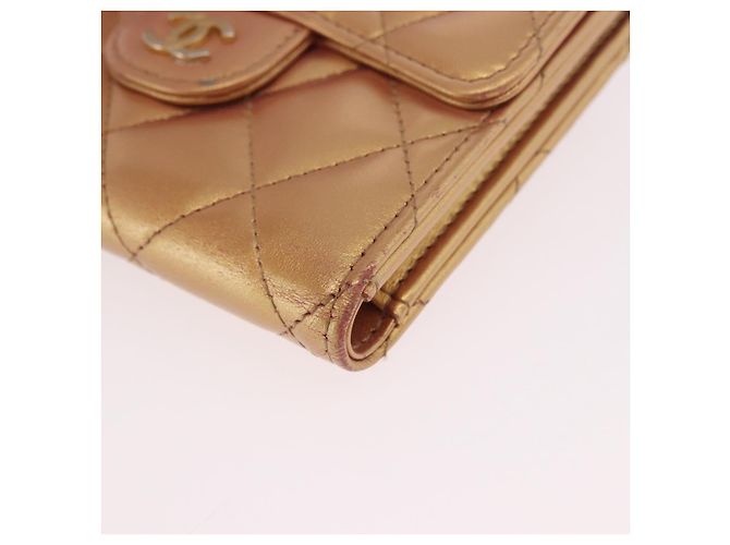 CHANEL Matelasse Compact Wallet Lamb Skin Gold CC - vista 15