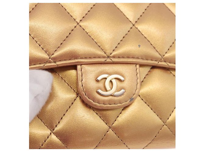 CHANEL Matelasse Compact Wallet Lamb Skin Gold CC - vista 18