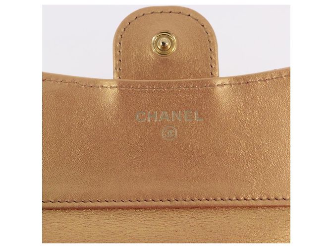 CHANEL Matelasse Compact Wallet Lamb Skin Gold CC - vista 19