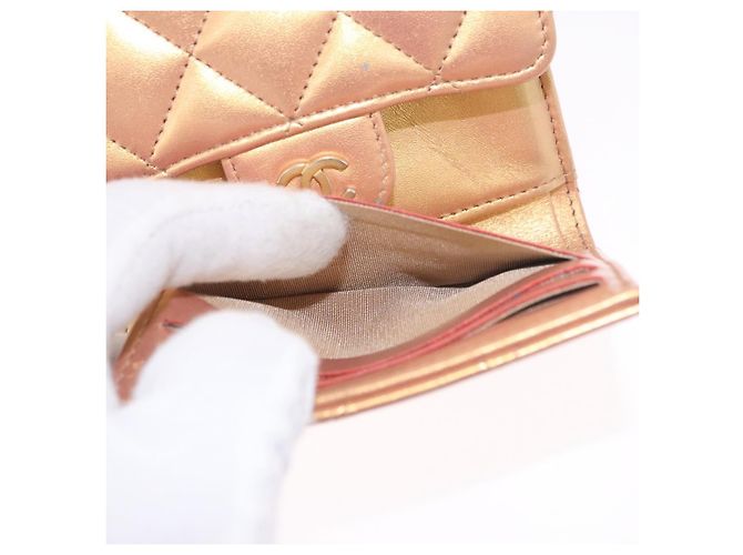 CHANEL Matelasse Compact Wallet Lamb Skin Gold CC - vista 23