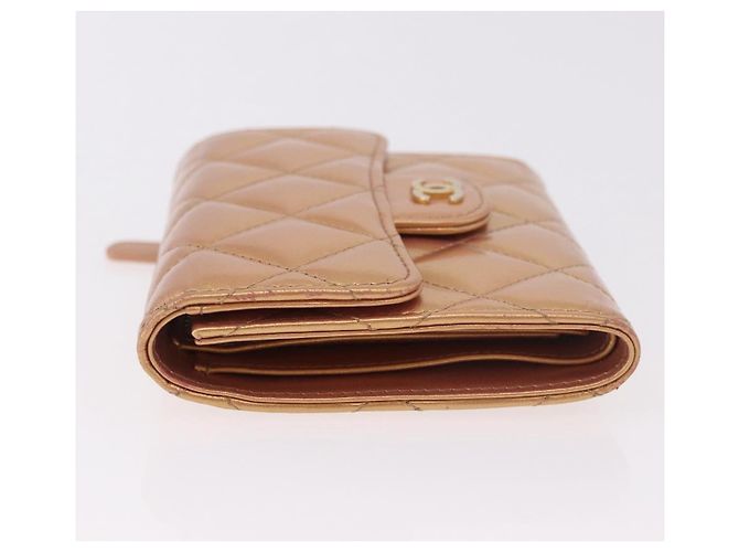 CHANEL Matelasse Compact Wallet Lamb Skin Gold CC - vista 5