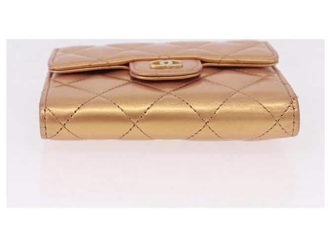 CHANEL Matelasse Compact Wallet Lamb Skin Gold CC - vista 7