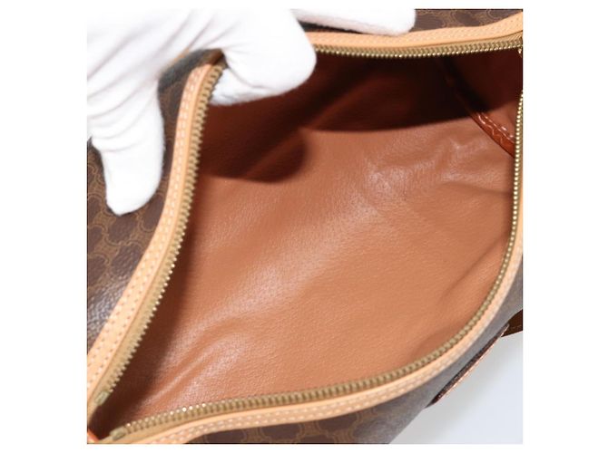 Céline CELINE Macadam Canvas Hand Bag PVC Leather Brown Gold - vista 10