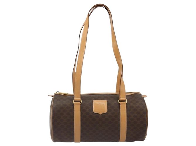 Céline CELINE Macadam Canvas Hand Bag PVC Leather Brown Gold - vista 13