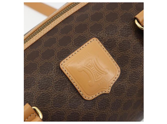 Céline CELINE Macadam Canvas Hand Bag PVC Leather Brown Gold - vista 18