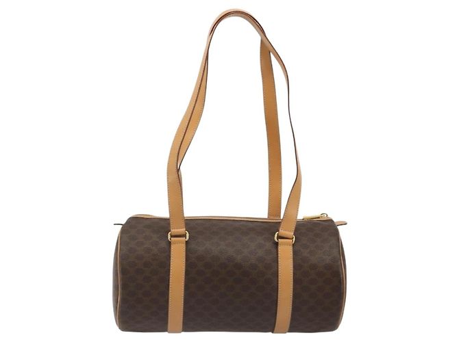 Céline CELINE Macadam Canvas Hand Bag PVC Leather Brown Gold - vista 2
