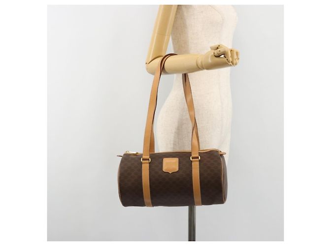 Céline CELINE Macadam Canvas Hand Bag PVC Leather Brown Gold - vista 22
