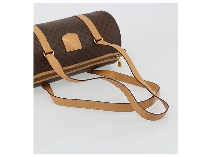 Céline CELINE Macadam Canvas Hand Bag PVC Leather Brown Gold - vista 7