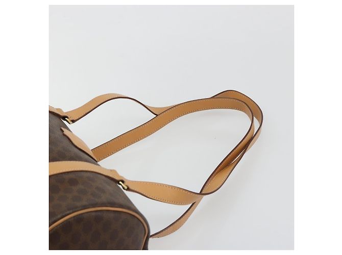 Céline CELINE Macadam Canvas Hand Bag PVC Leather Brown Gold - vista 8