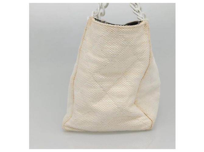 CHANEL Matelasse Chain Shoulder Bag Straw White Gold CC - vista 4