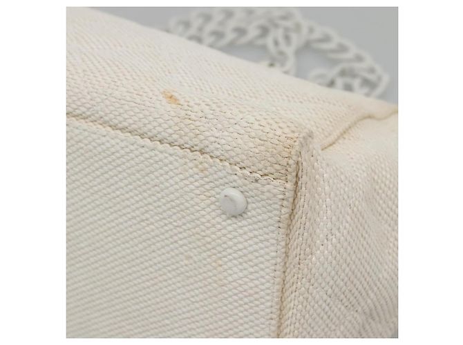 CHANEL Matelasse Chain Shoulder Bag Straw White Gold CC - vista 8