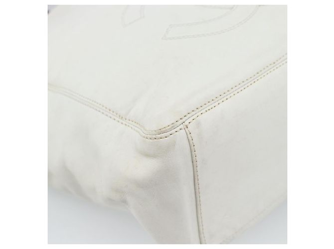 CHANEL Chain Tote Bag aus Lammleder Weiß CC - Ansicht 14