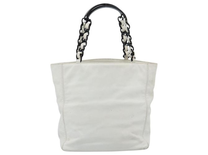 CHANEL Chain Tote Bag aus Lammleder Weiß CC - Ansicht 2