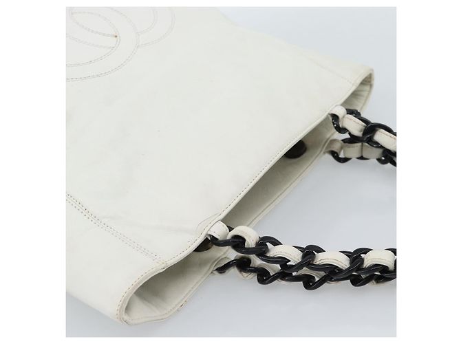 CHANEL Chain Tote Bag aus Lammleder Weiß CC - Ansicht 6