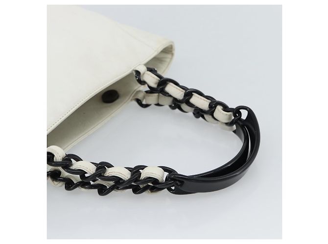CHANEL Chain Tote Bag aus Lammleder Weiß CC - Ansicht 7