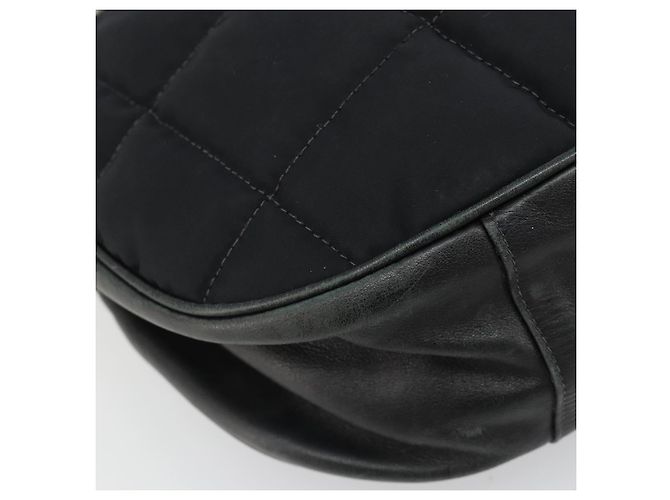 CHANEL Bolsa de Ombro Choco Bar com Corrente Nylon Preto Prata CC - vista 15