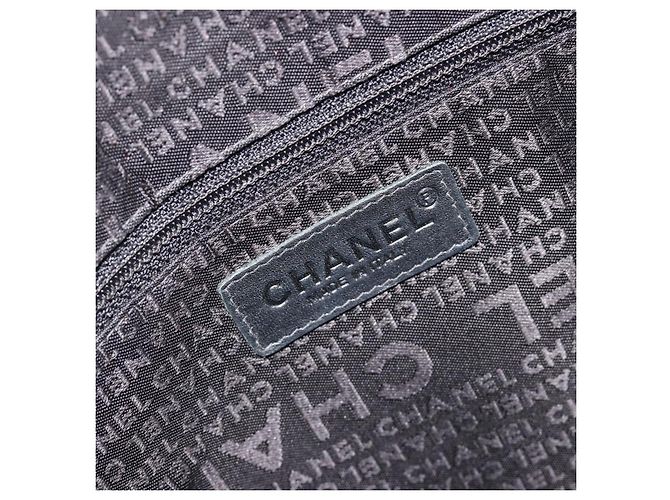 CHANEL Bolsa de Ombro Choco Bar com Corrente Nylon Preto Prata CC - vista 19