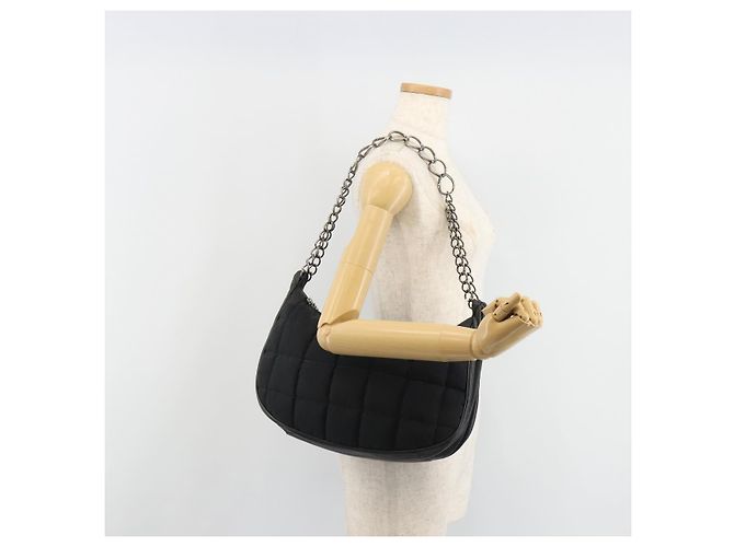 CHANEL Bolsa de Ombro Choco Bar com Corrente Nylon Preto Prata CC - vista 25