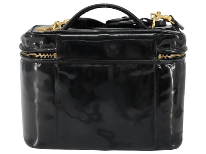 CHANEL Vanity Hand Bag Patent leather 2way Black Gold CC - vista 2