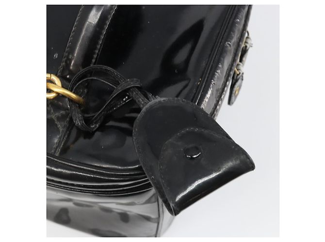 CHANEL Vanity Hand Bag Patent leather 2way Black Gold CC - vista 21
