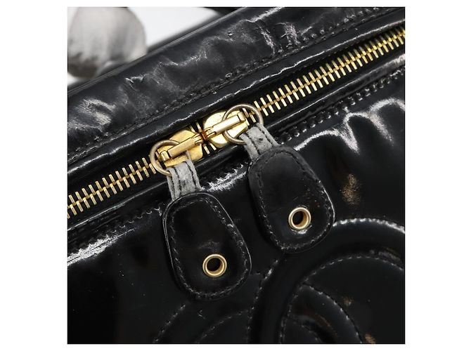 CHANEL Vanity Hand Bag Patent leather 2way Black Gold CC - vista 22