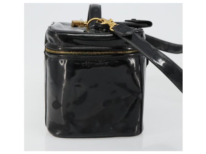CHANEL Vanity Hand Bag Patent leather 2way Black Gold CC - vista 4