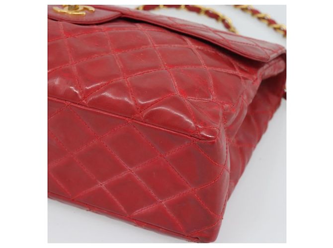 CHANEL Matelasse Chain Shoulder Bag Patent leather Red Gold CC - vista 10