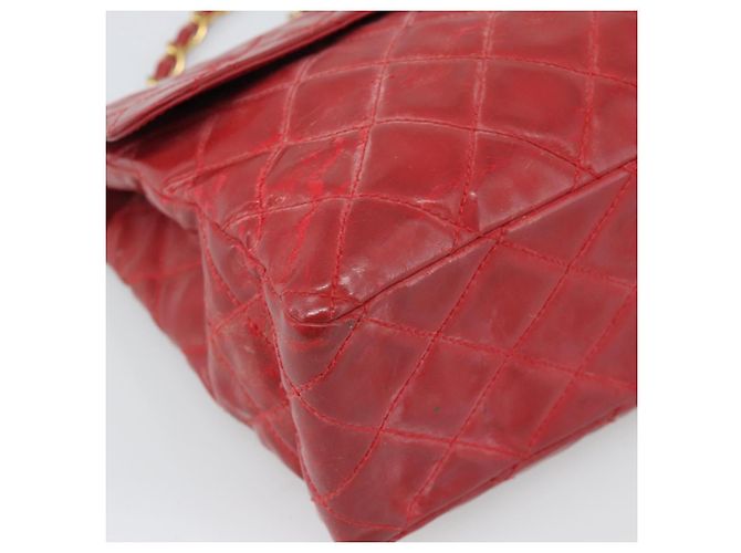 CHANEL Matelasse Chain Shoulder Bag Patent leather Red Gold CC - vista 11