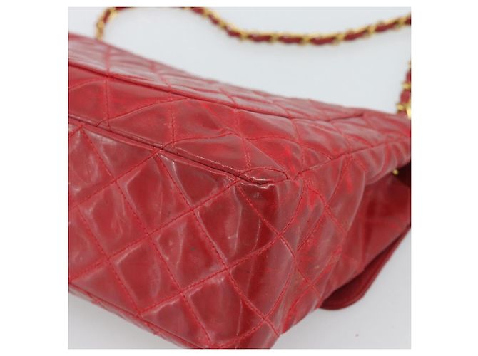CHANEL Matelasse Chain Shoulder Bag Patent leather Red Gold CC - vista 12