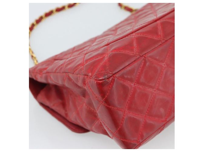 CHANEL Matelasse Chain Shoulder Bag Patent leather Red Gold CC - vista 13