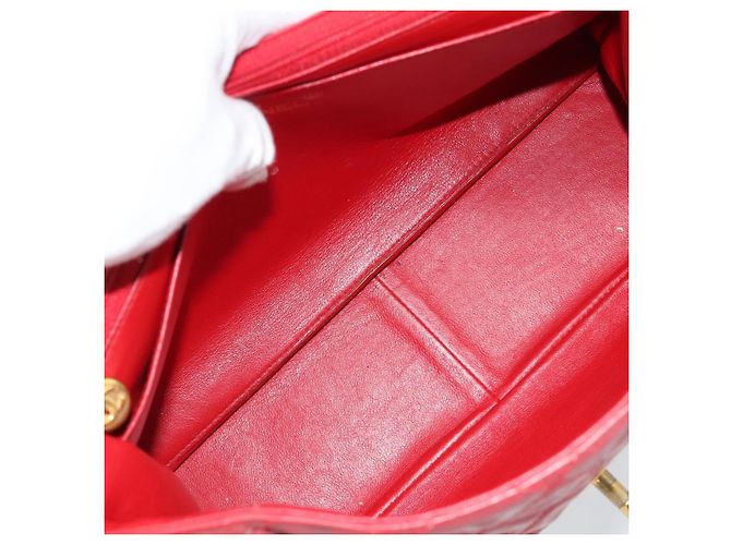 CHANEL Matelasse Chain Shoulder Bag Patent leather Red Gold CC - vista 16