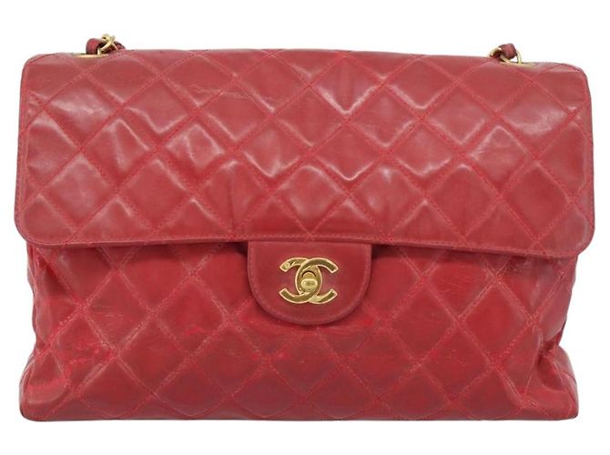 CHANEL Matelasse Chain Shoulder Bag Patent leather Red Gold CC - vista 2