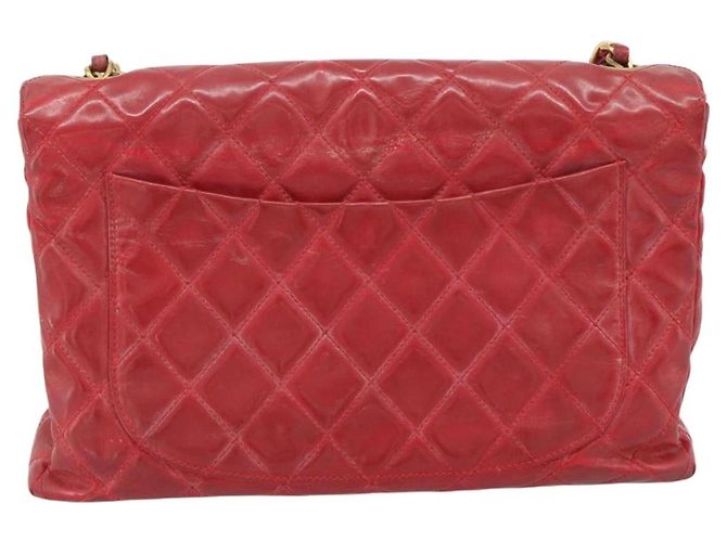 CHANEL Matelasse Chain Shoulder Bag Patent leather Red Gold CC - vista 3