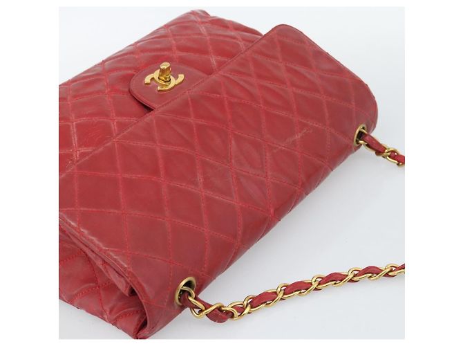 CHANEL Matelasse Chain Shoulder Bag Patent leather Red Gold CC - vista 6