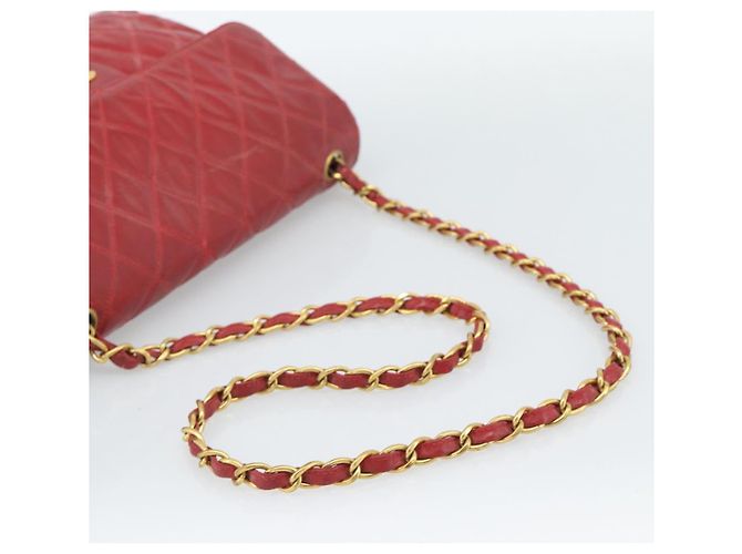 CHANEL Matelasse Chain Shoulder Bag Patent leather Red Gold CC - vista 7