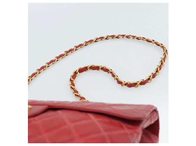 CHANEL Matelasse Chain Shoulder Bag Patent leather Red Gold CC - vista 8