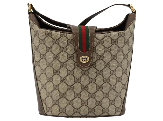 GUCCI GG Supreme Web Sherry Line Bag PVC Beige Gold 904 02 081 - vista 13