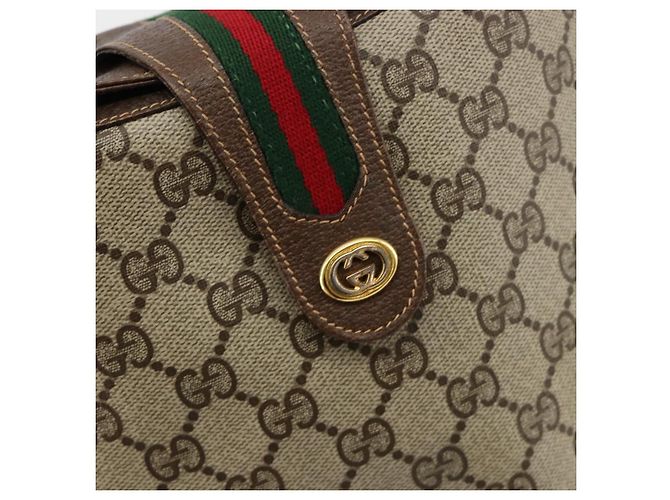 GUCCI GG Supreme Web Sherry Line Bag PVC Beige Gold 904 02 081 - vista 17