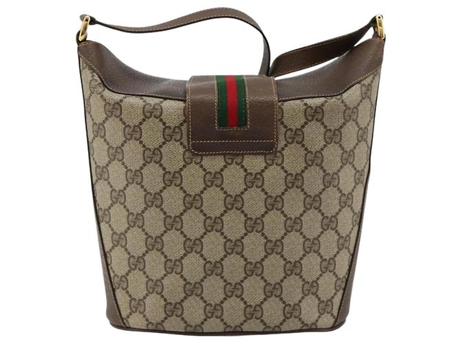 GUCCI GG Supreme Web Sherry Line Bag PVC Beige Gold 904 02 081 - vista 2